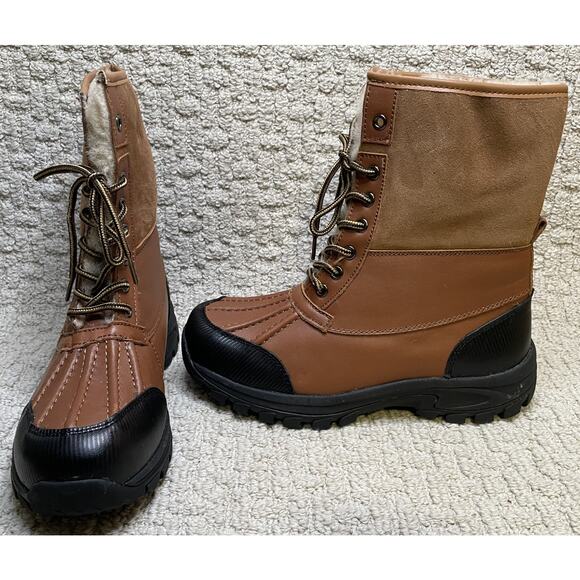 Cloud Nine Chestnut Brown Sheepskin Tundra Boots Womens 8 NIB NEW Box Lace UP - Picture 2 of 16